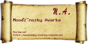 Mosánszky Avarka névjegykártya